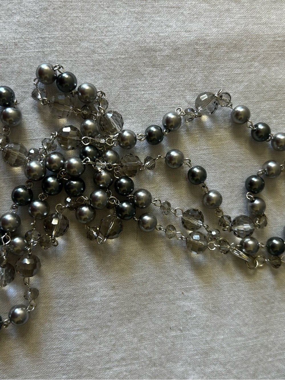 Lia Sophia Long Silver Bead Station Necklace